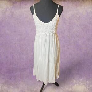 White cotton spaghetti strap midi